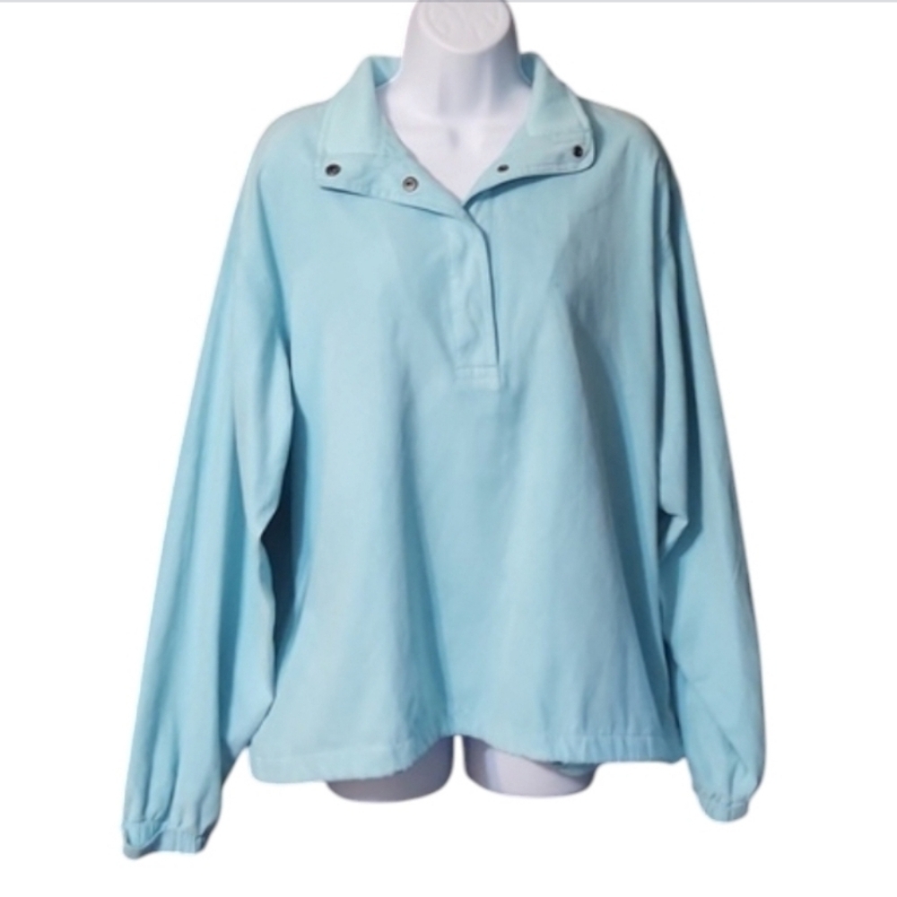 Weatherproof Sky Blue Snap Front Pullover Jacket